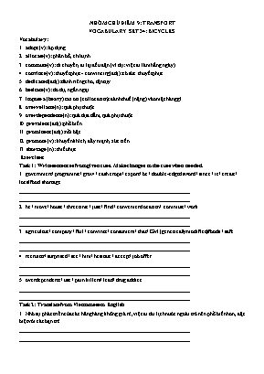 Luyện thi IELTS - Vocabulary set 34 Bicycles